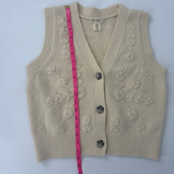 Jessica Simpson Cream Floral V-Neck Sweater Vest - Picture 8 of 8